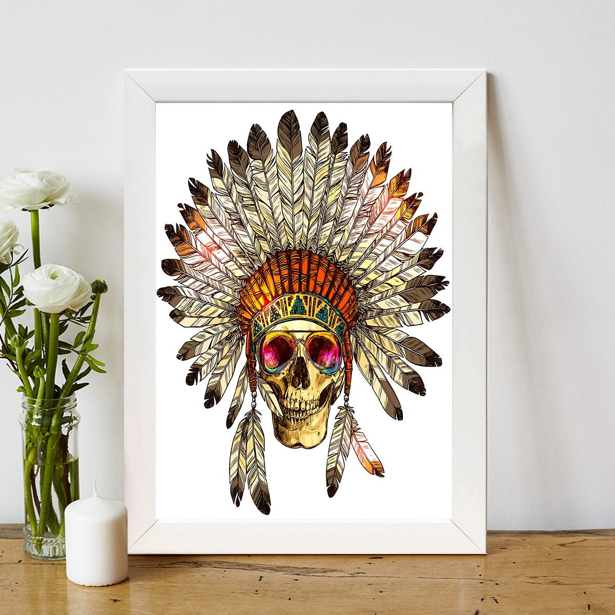 Quadro Decorativo MDF Emoldurado - Arte Multicolor 24x29cm com Moldura de Madeira 2cm