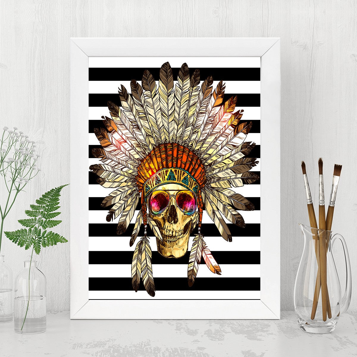 Quadro Decorativo MDF Emoldurado - Arte Multicolor 24x29cm com Moldura de Madeira 2cm