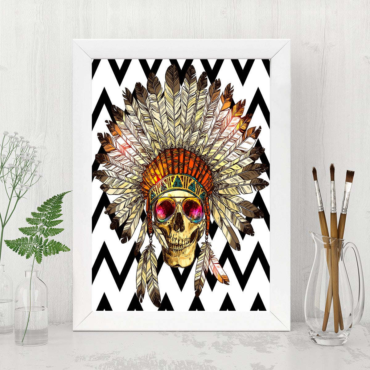 Quadro Decorativo MDF Emoldurado - Arte Multicolor 24x29cm com Moldura de Madeira 2cm