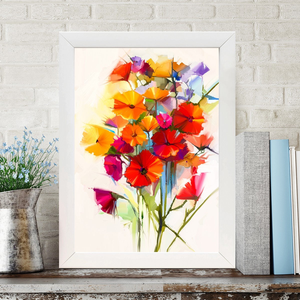 Quadro Decorativo MDF Emoldurado - Arte Multicolor 24x29cm com Moldura de Madeira 2cm