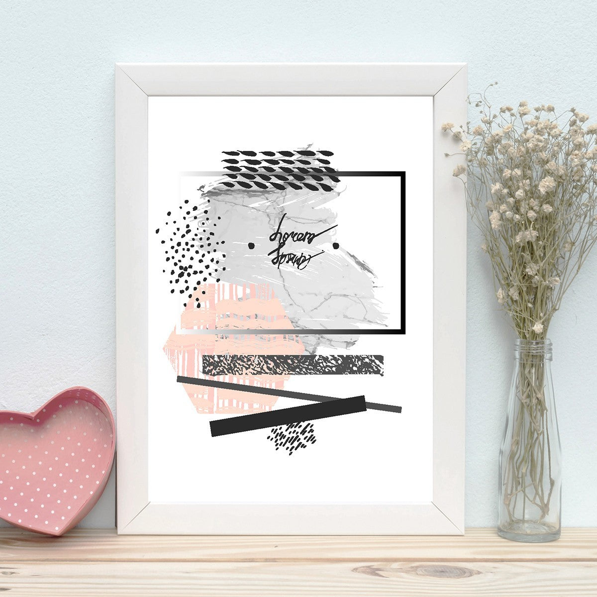 Quadro Decorativo MDF Emoldurado - Arte Multicolor 24x29cm com Moldura de Madeira 2cm