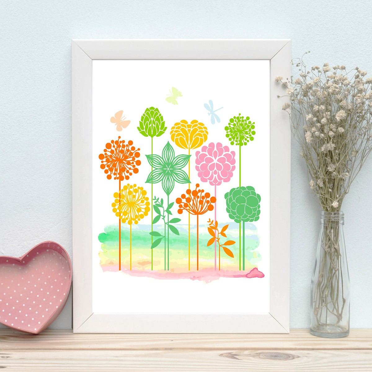 Quadro Decorativo MDF Emoldurado - Arte Multicolor 24x29cm com Moldura de Madeira 2cm