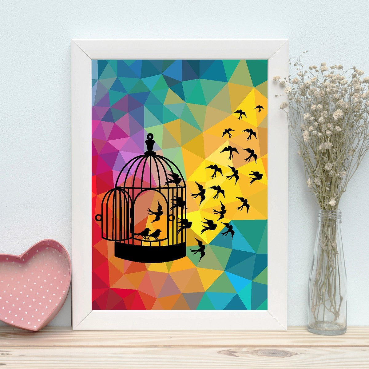 Quadro Decorativo MDF Emoldurado - Arte Multicolor 24x29cm com Moldura de Madeira 2cm