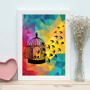 Quadro Decorativo MDF Emoldurado - Arte Multicolor 24x29cm com Moldura de Madeira 2cm