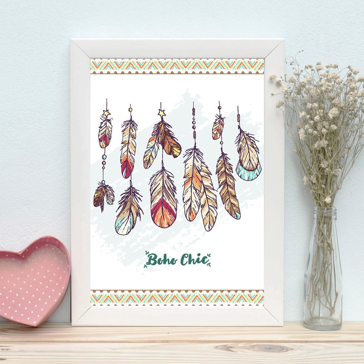 Quadro Decorativo MDF Emoldurado - Arte Multicolor 24x29cm com Moldura de Madeira 2cm