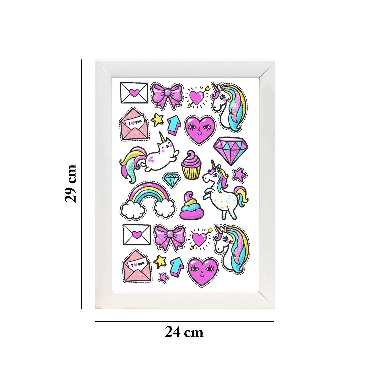 Quadro Decorativo MDF Emoldurado - Arte Multicolor 24x29cm com Moldura de Madeira 2cm