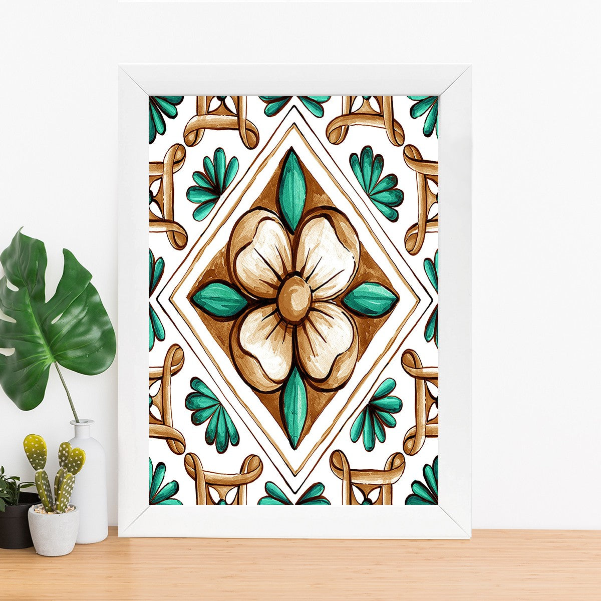 Quadro Decorativo MDF Emoldurado - Arte Multicolor 24x29cm com Moldura de Madeira 2cm