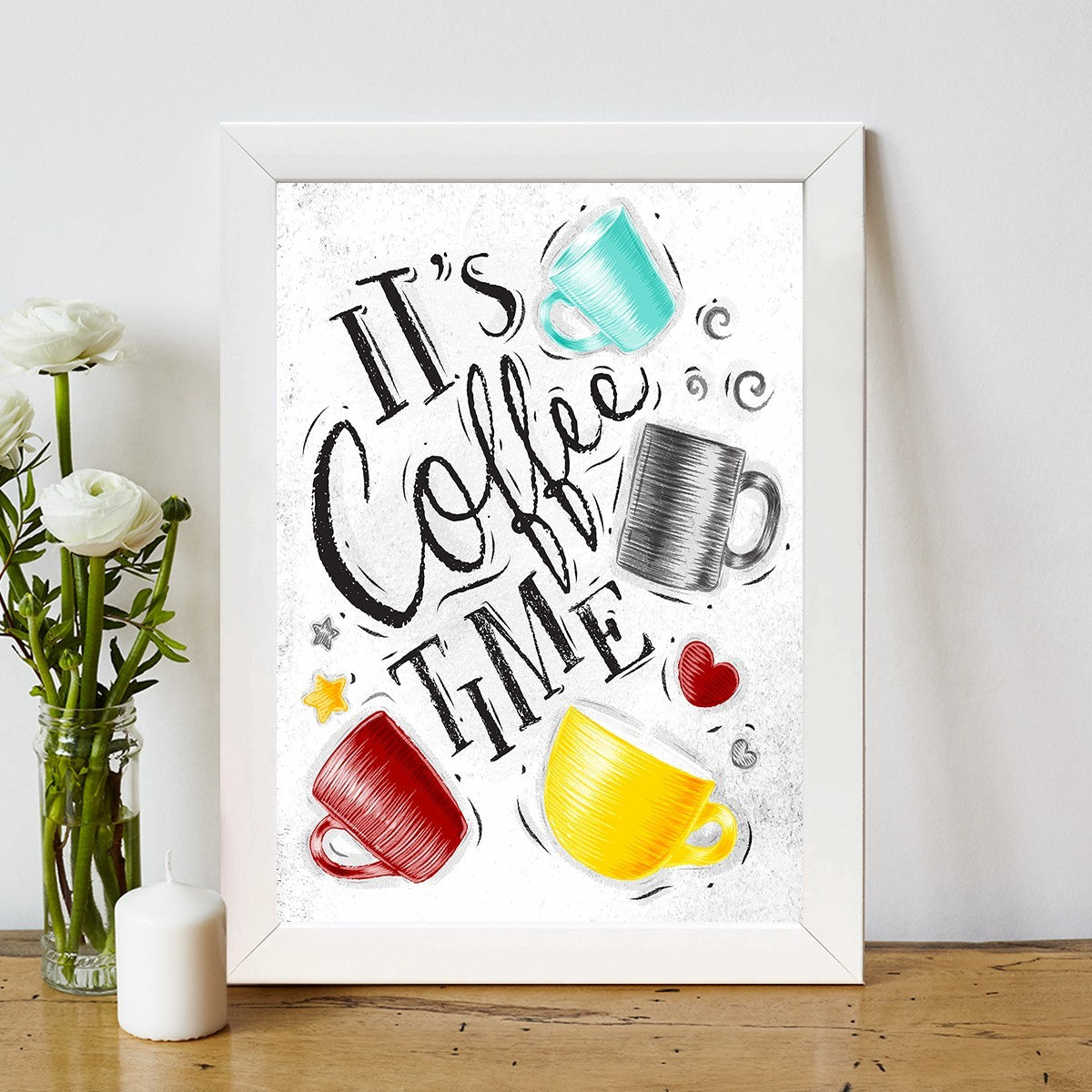 Quadro Decorativo MDF Emoldurado - Arte Multicolor 24x29cm com Moldura de Madeira 2cm