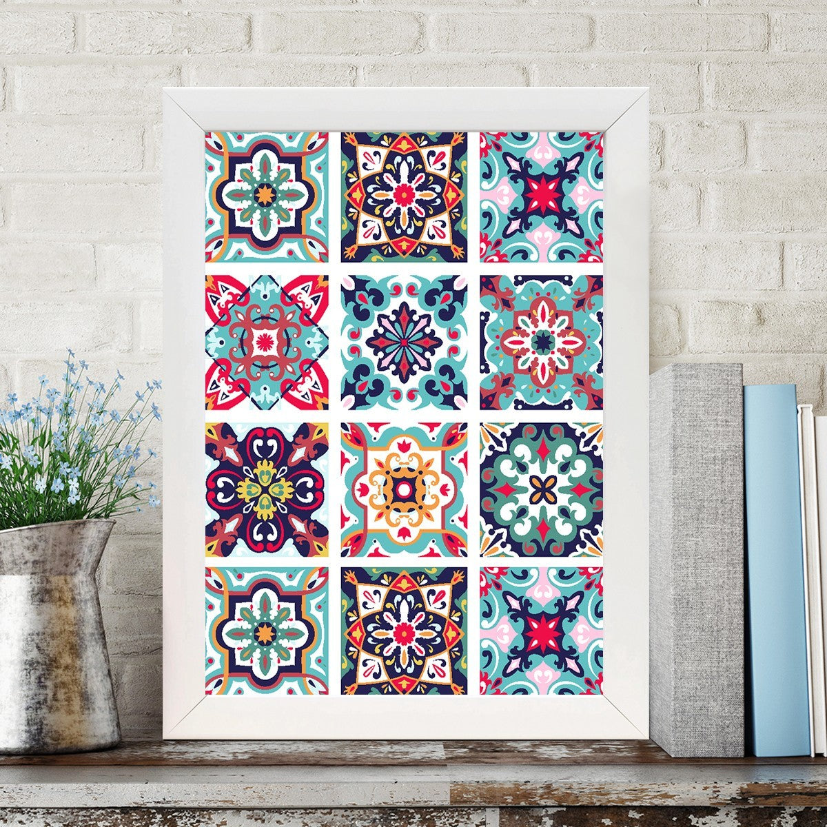 Quadro Decorativo MDF Emoldurado - Arte Multicolor 24x29cm com Moldura de Madeira 2cm