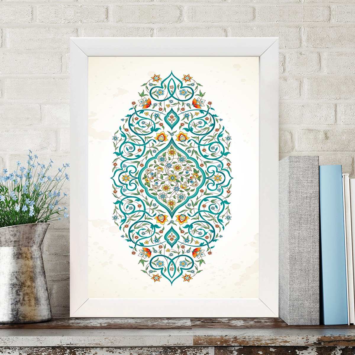 Quadro Decorativo MDF Emoldurado - Arte Multicolor 24x29cm com Moldura de Madeira 2cm