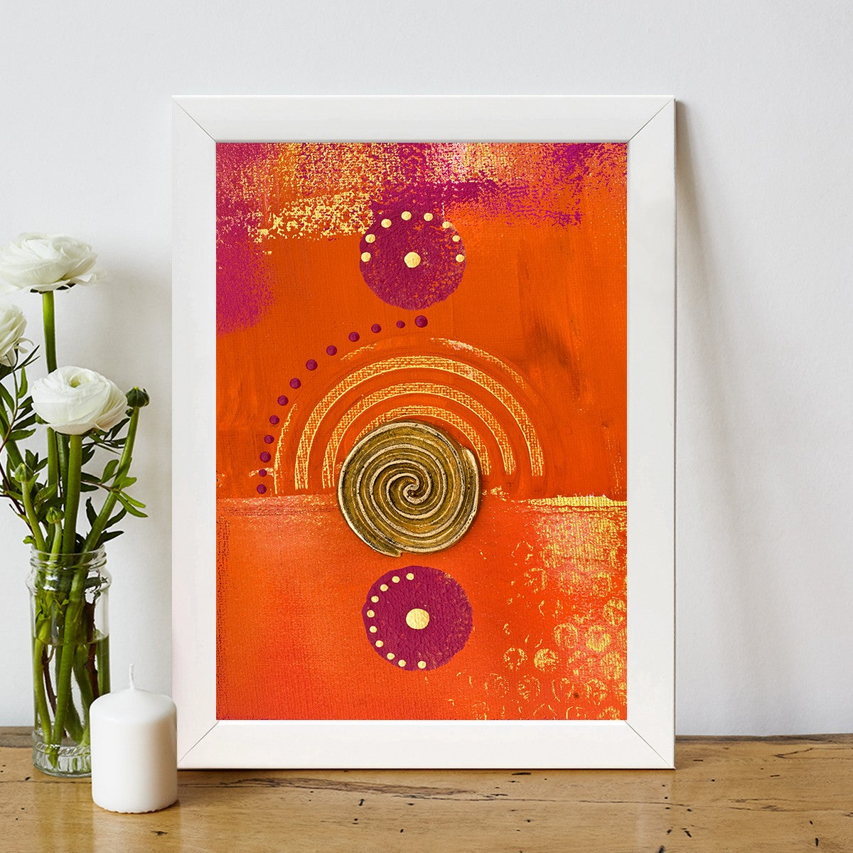 Quadro Decorativo MDF Emoldurado - Arte Multicolor 24x29cm com Moldura de Madeira 2cm