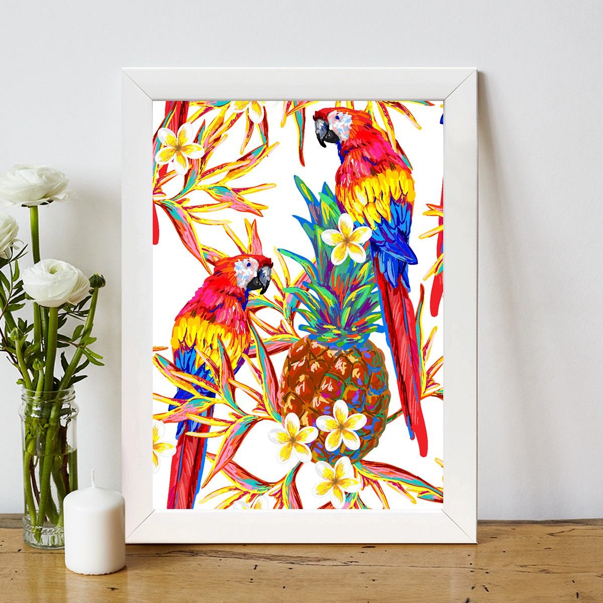 Quadro Decorativo MDF Emoldurado - Arte Multicolor 24x29cm com Moldura de Madeira 2cm