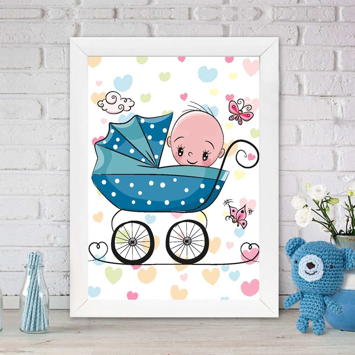 Quadro Decorativo MDF Emoldurado - Arte Multicolor 24x29cm com Moldura de Madeira 2cm