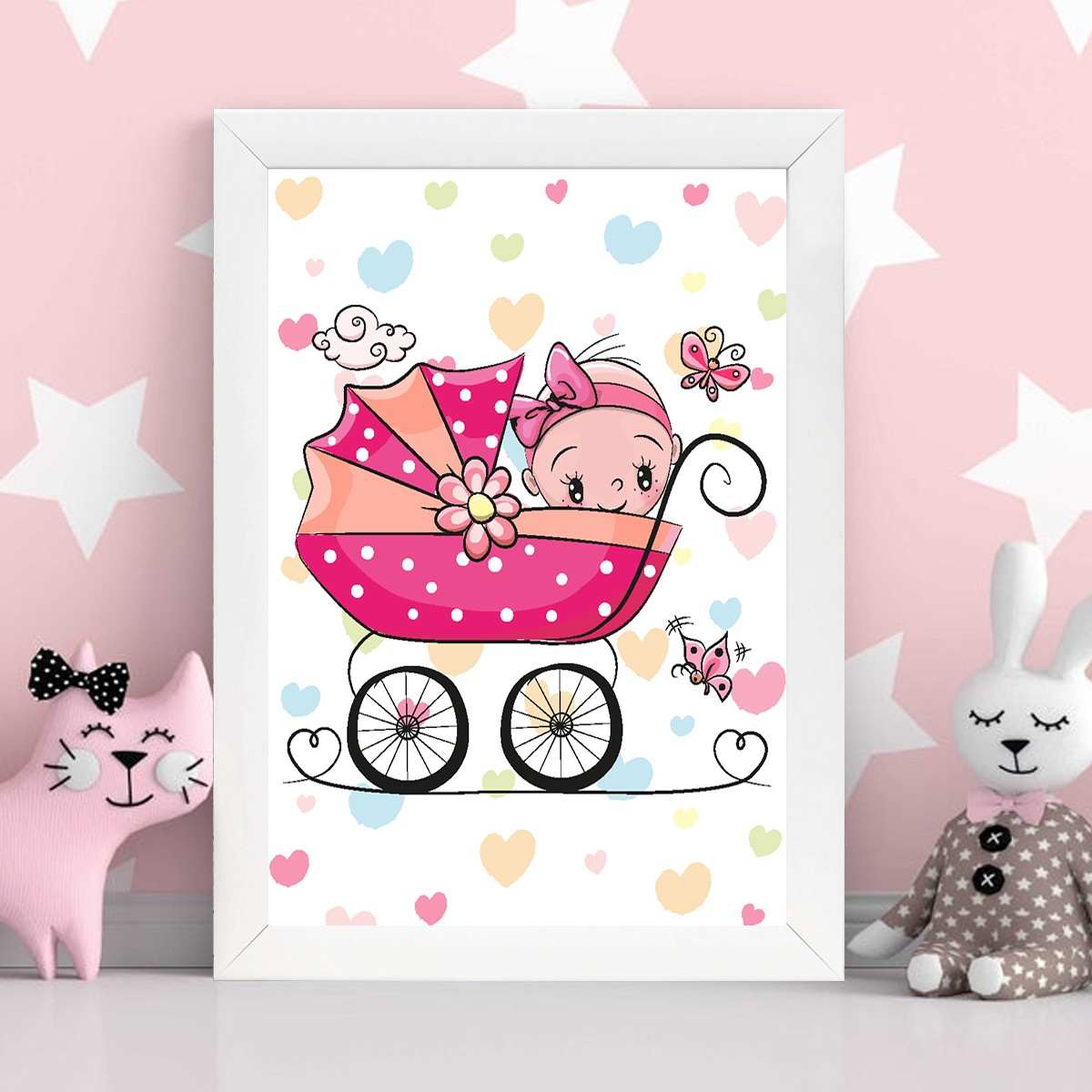 Quadro Decorativo MDF Emoldurado - Arte Multicolor 24x29cm com Moldura de Madeira 2cm