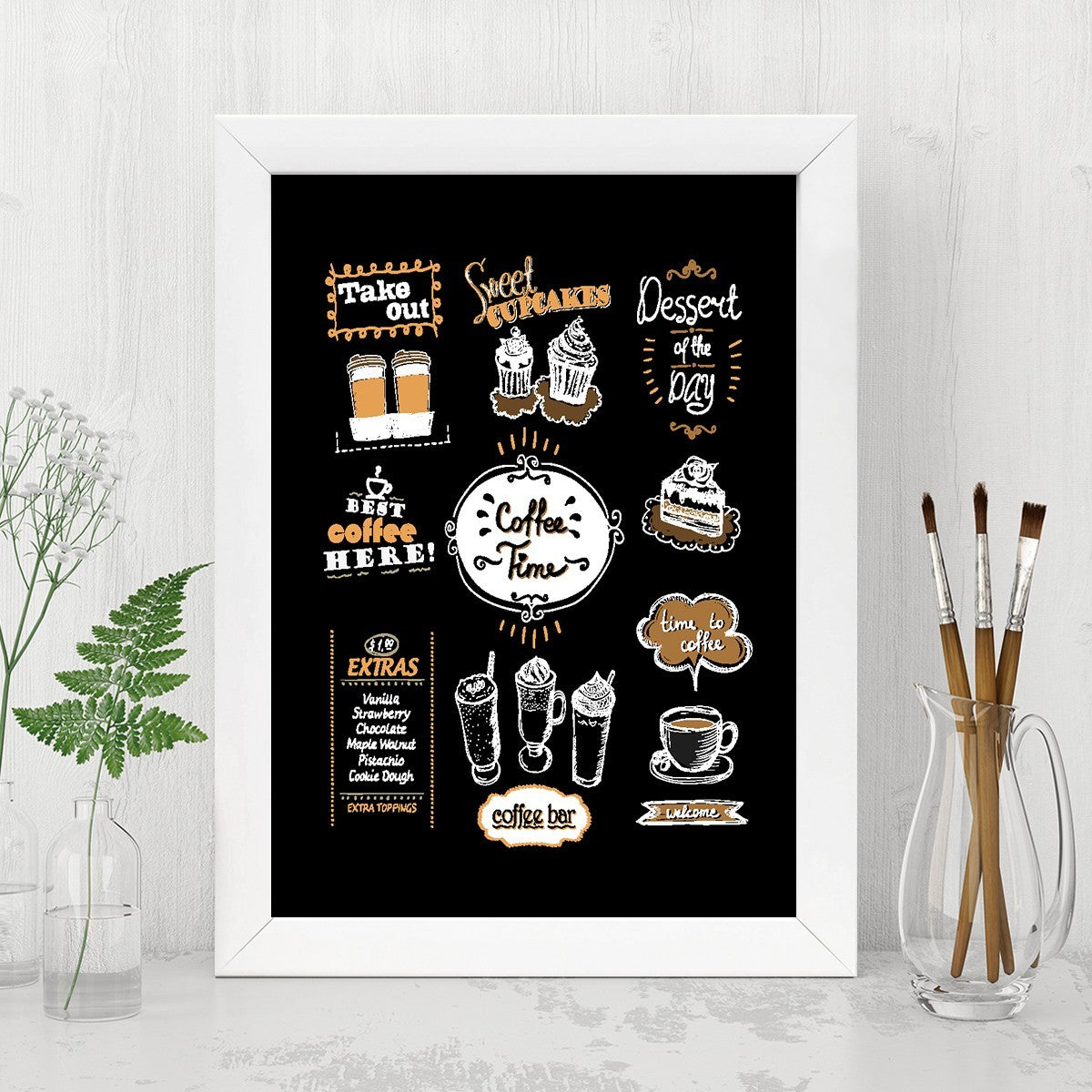 Quadro Decorativo MDF Emoldurado - Arte Multicolor 24x29cm com Moldura de Madeira 2cm