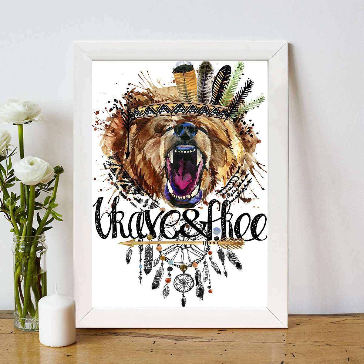 Quadro Decorativo MDF Emoldurado - Arte Multicolor 24x29cm com Moldura de Madeira 2cm