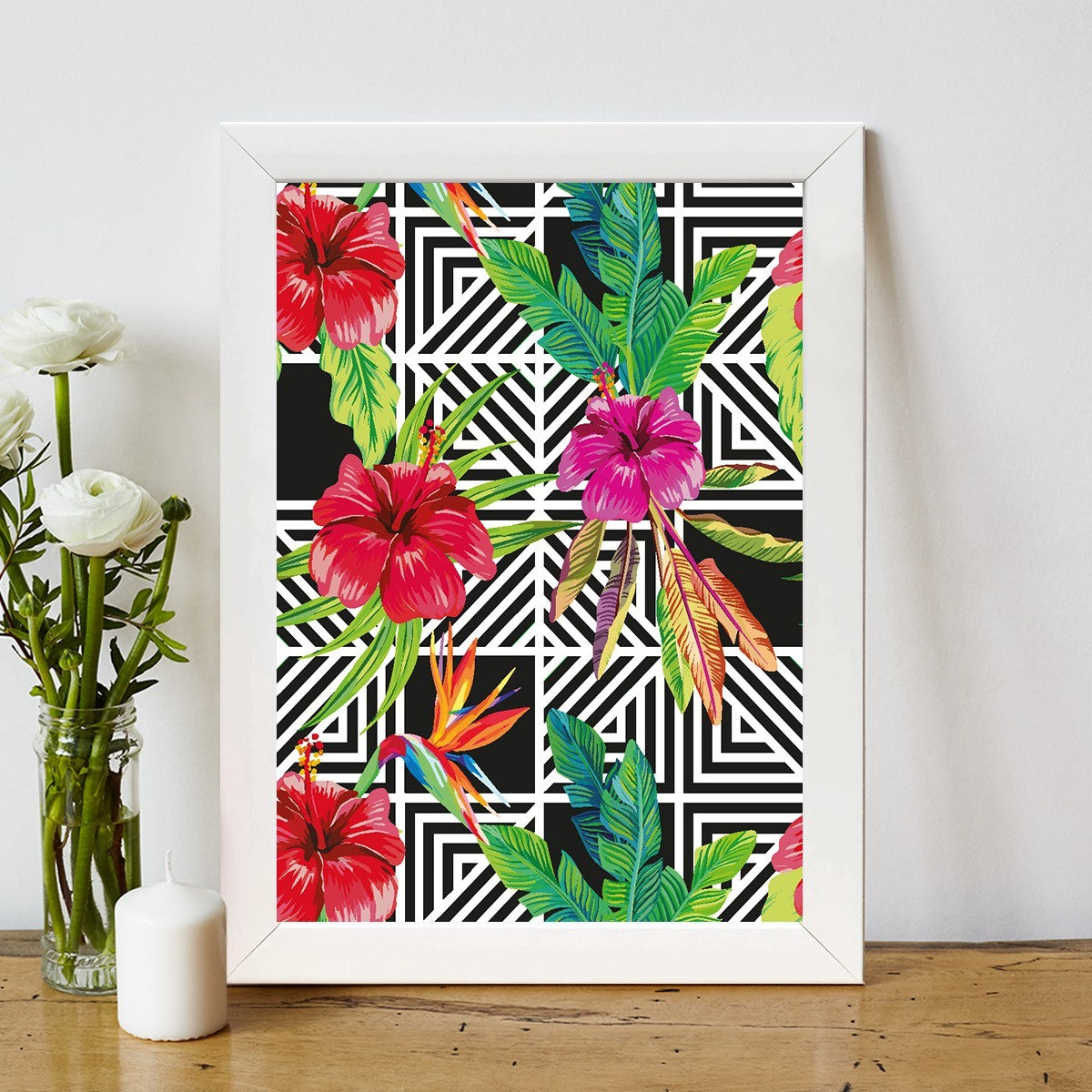 Quadro Decorativo MDF Emoldurado - Arte Multicolor 24x29cm com Moldura de Madeira 2cm