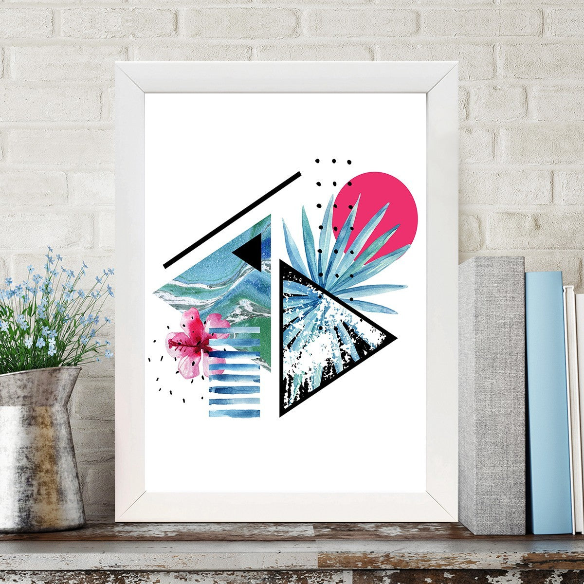 Quadro Decorativo MDF Emoldurado - Arte Multicolor 24x29cm com Moldura de Madeira 2cm