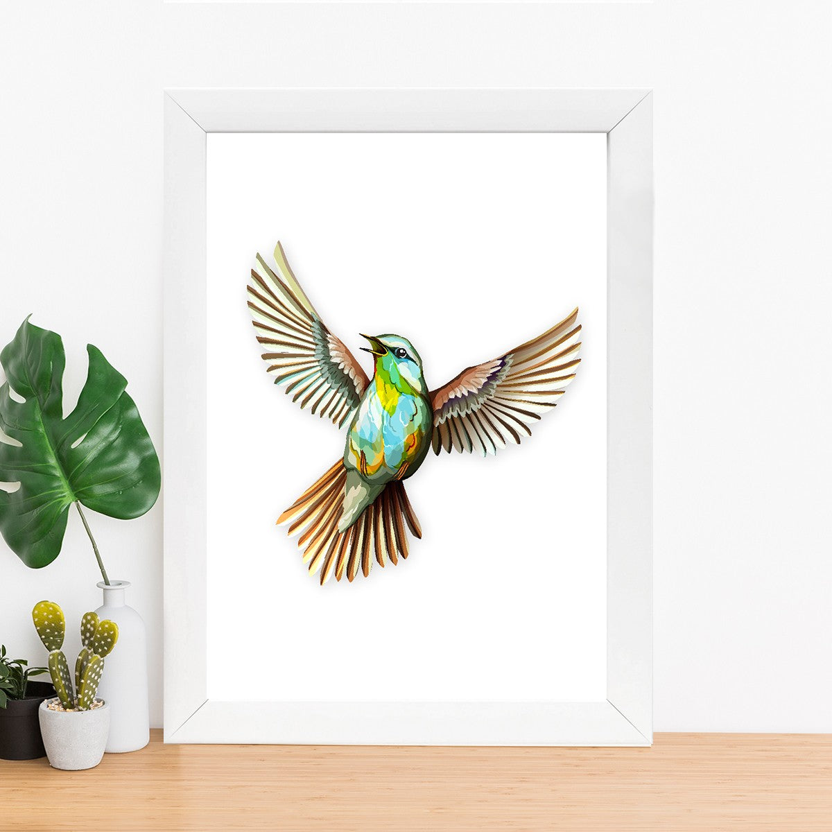 Quadro Decorativo MDF Emoldurado - Arte Multicolor 24x29cm com Moldura de Madeira 2cm