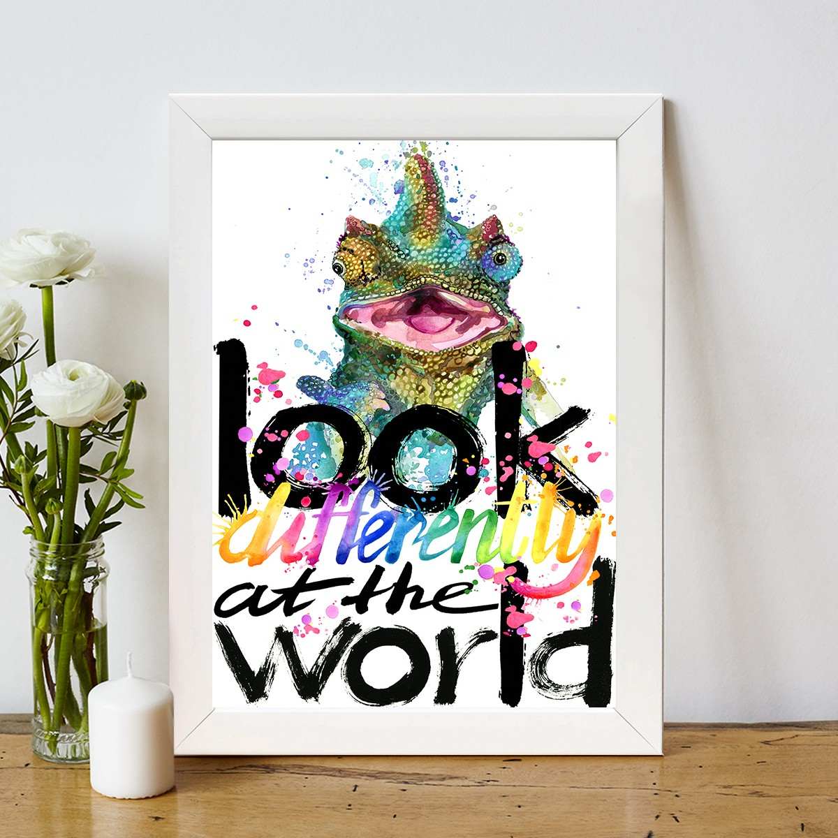 Quadro Decorativo MDF Emoldurado - Arte Multicolor 24x29cm com Moldura de Madeira 2cm