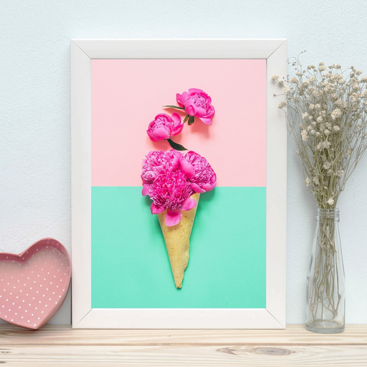 Quadro Decorativo MDF Emoldurado - Arte Multicolor 24x29cm com Moldura de Madeira 2cm