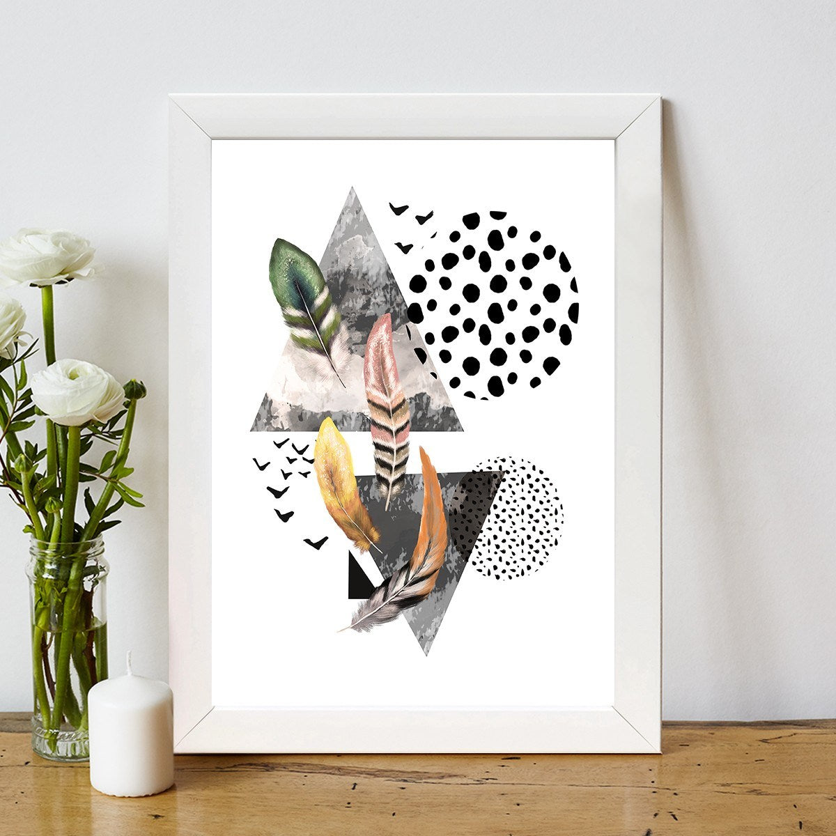 Quadro Decorativo MDF Emoldurado - Arte Multicolor 24x29cm com Moldura de Madeira 2cm