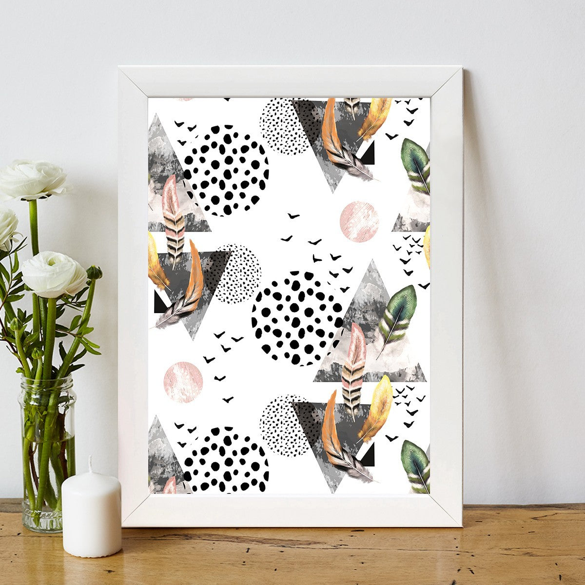 Quadro Decorativo MDF Emoldurado - Arte Multicolor 24x29cm com Moldura de Madeira 2cm