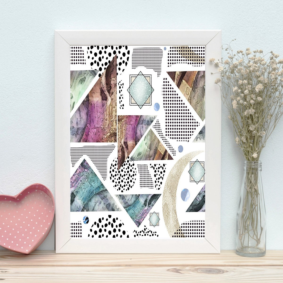 Quadro Decorativo MDF Emoldurado - Arte Multicolor 24x29cm com Moldura de Madeira 2cm