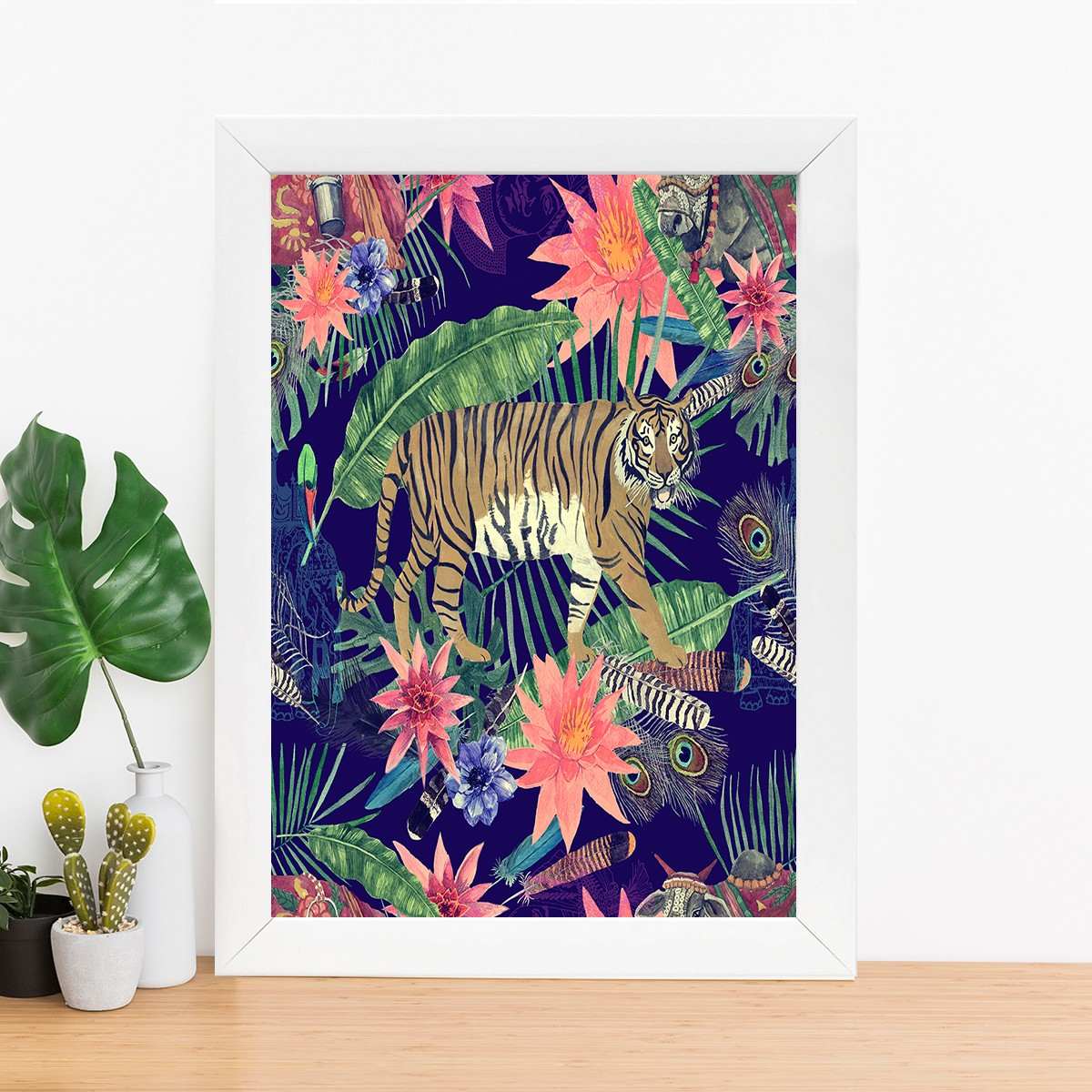 Quadro Decorativo MDF Emoldurado - Arte Multicolor 24x29cm com Moldura de Madeira 2cm