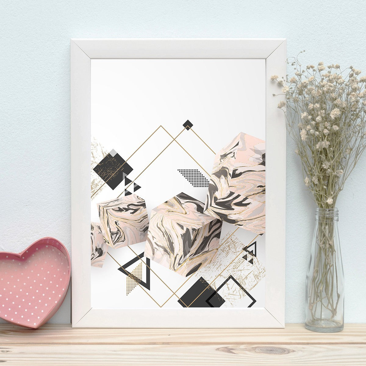 Quadro Decorativo MDF Emoldurado - Arte Multicolor 24x29cm com Moldura de Madeira 2cm