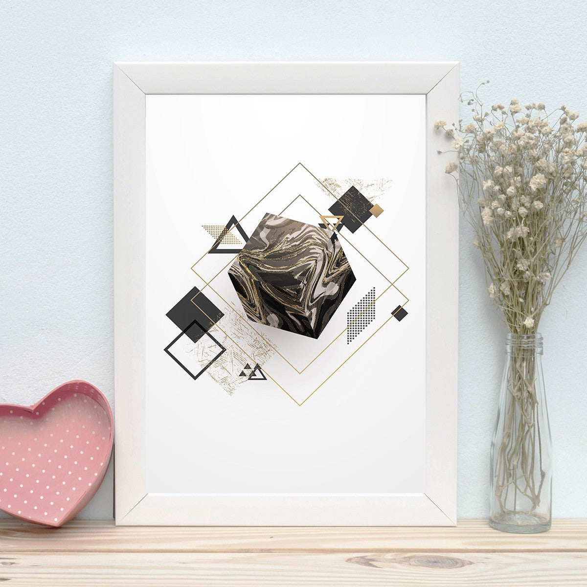 Quadro Decorativo MDF Emoldurado - Arte Multicolor 24x29cm com Moldura de Madeira 2cm