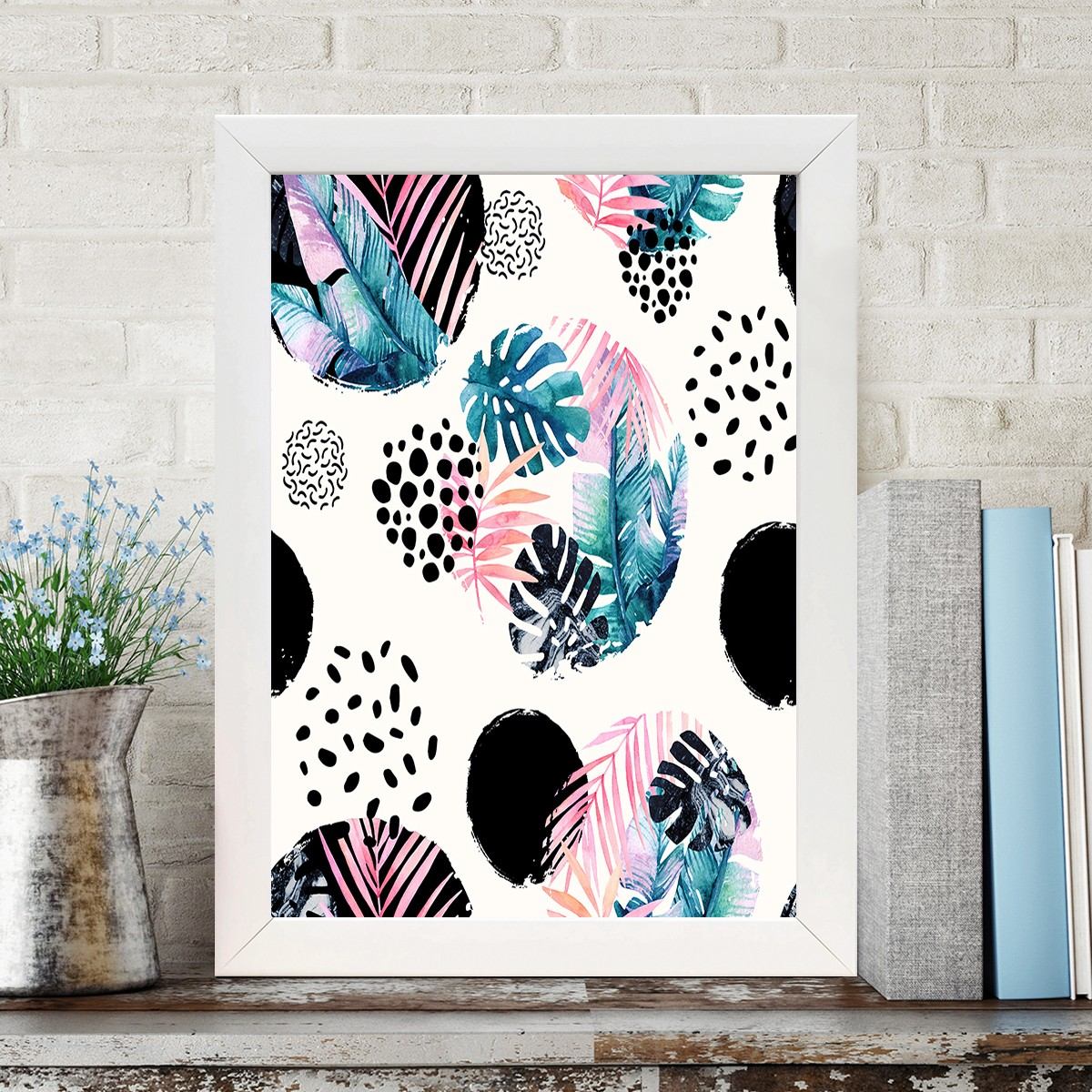 Quadro Decorativo MDF Emoldurado - Arte Multicolor 24x29cm com Moldura de Madeira 2cm