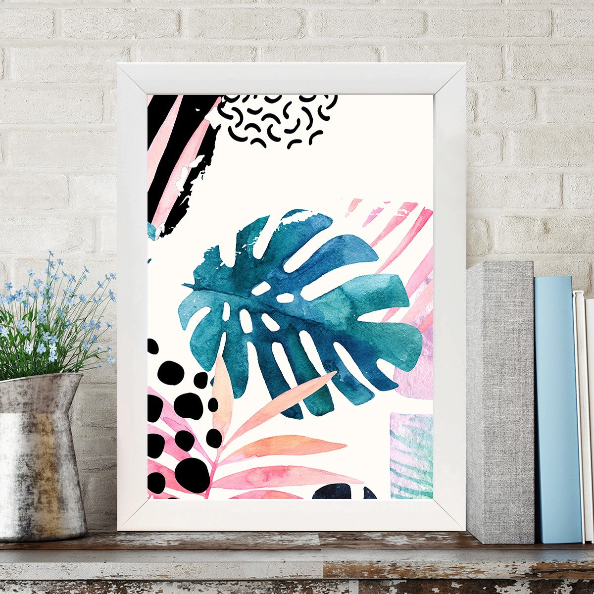 Quadro Decorativo MDF Emoldurado - Arte Multicolor 24x29cm com Moldura de Madeira 2cm