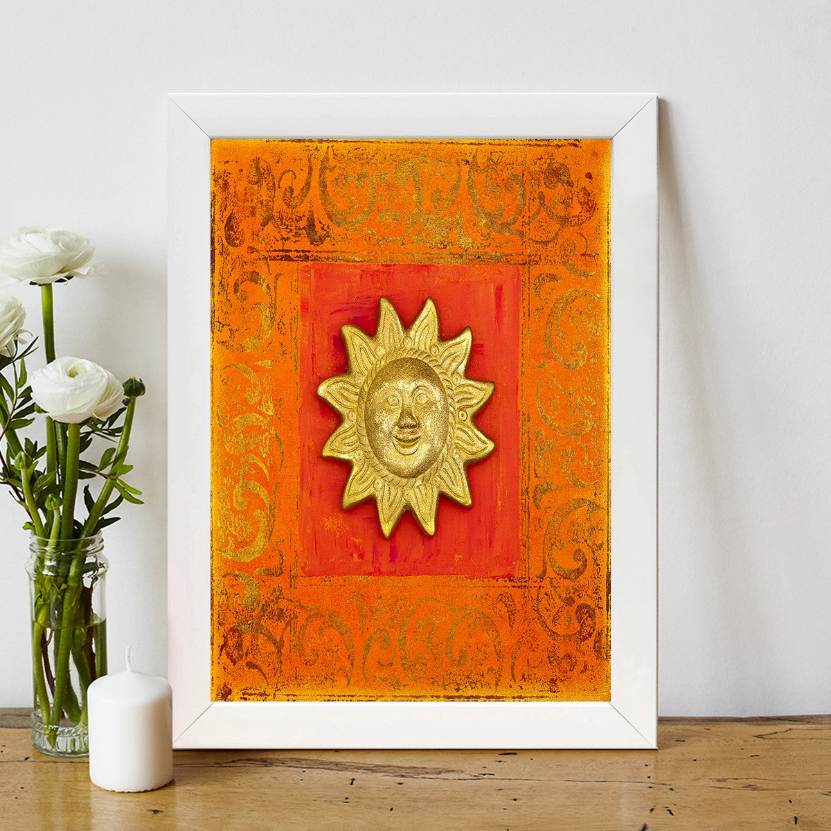 Quadro Decorativo MDF Emoldurado - Arte Multicolor 24x29cm com Moldura de Madeira 2cm