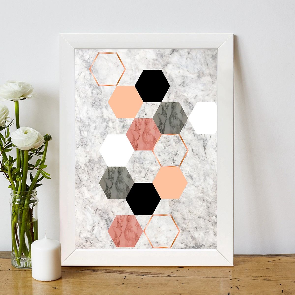 Quadro Decorativo MDF Emoldurado - Arte Multicolor 24x29cm com Moldura de Madeira 2cm