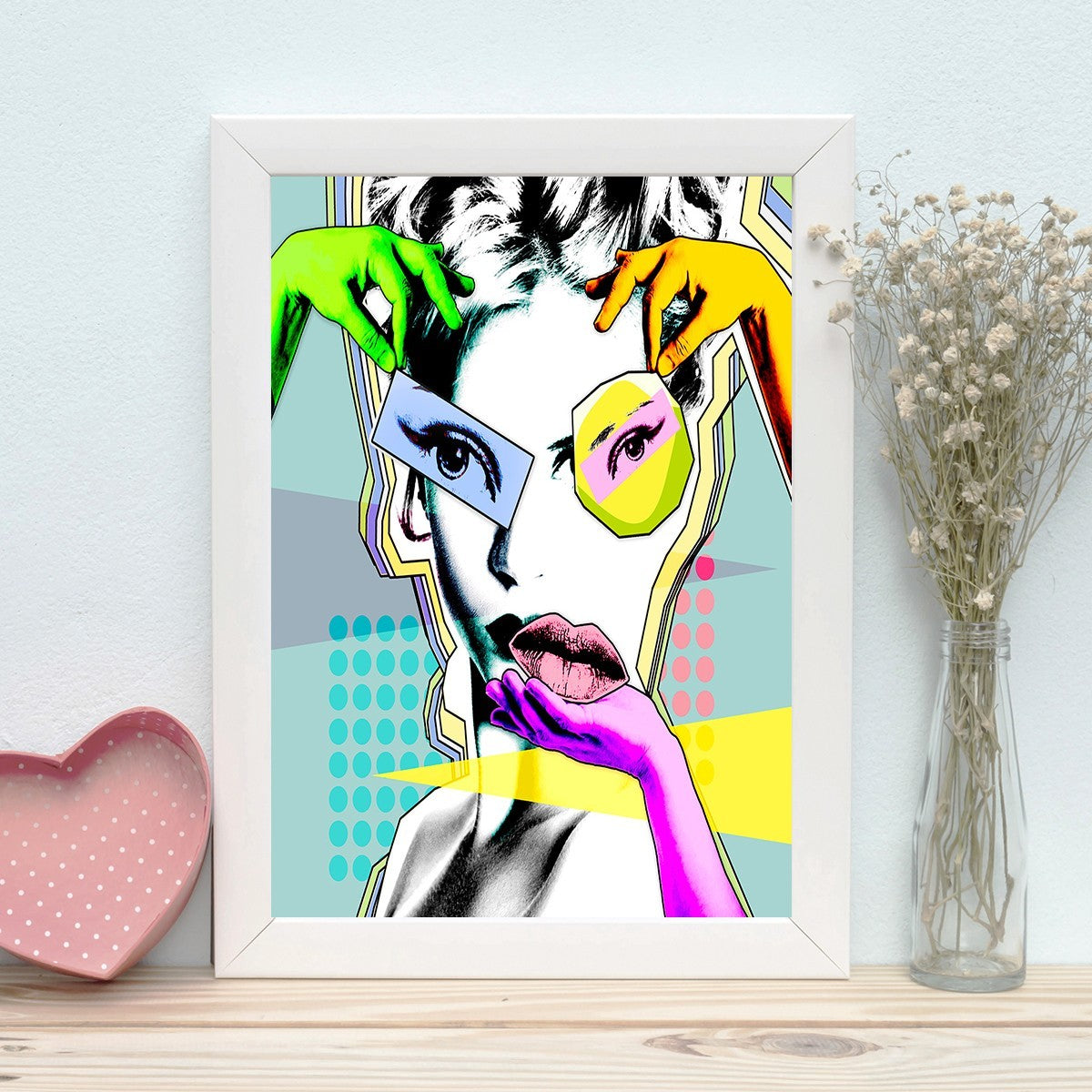 Quadro Decorativo MDF Emoldurado - Arte Multicolor 24x29cm com Moldura de Madeira 2cm