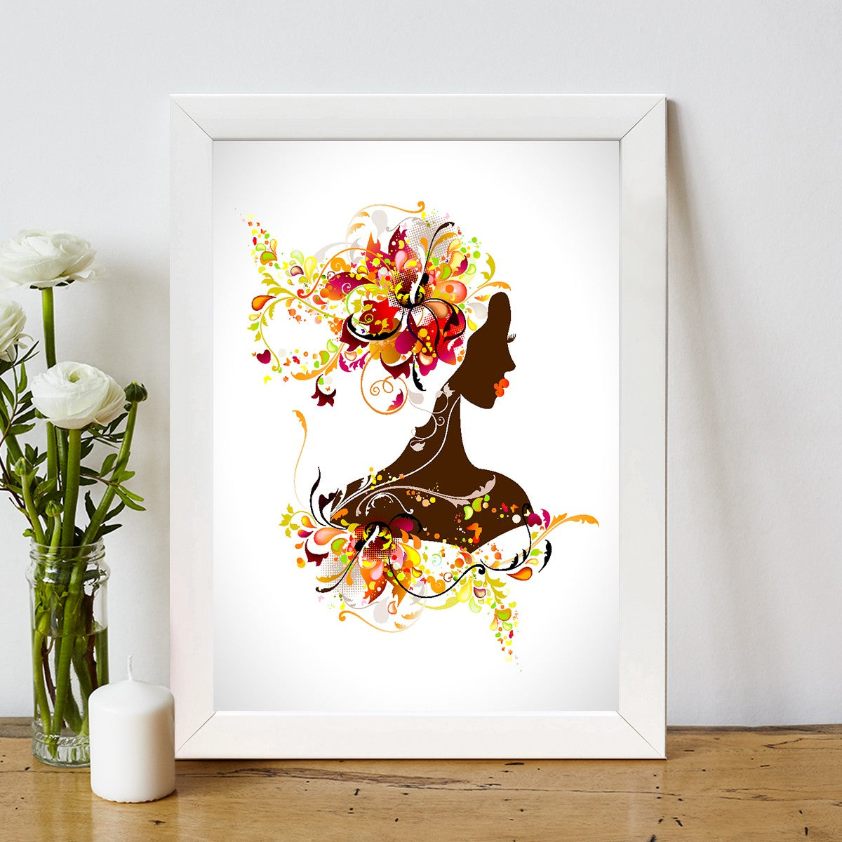 Quadro Decorativo MDF Emoldurado - Arte Multicolor 24x29cm com Moldura de Madeira 2cm