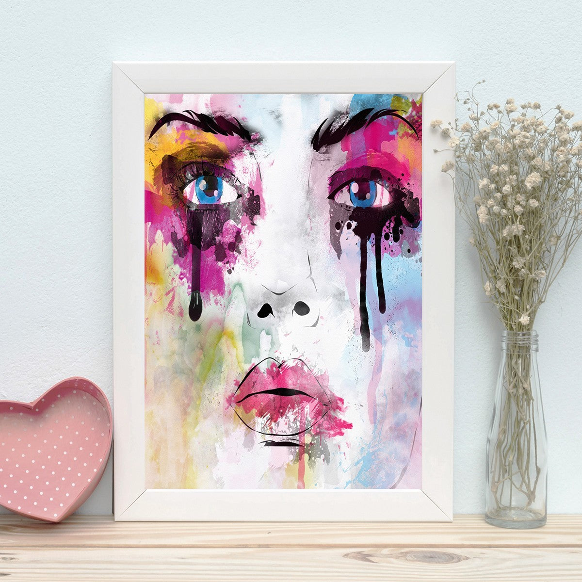 Quadro Decorativo MDF Emoldurado - Arte Multicolor 24x29cm com Moldura de Madeira 2cm