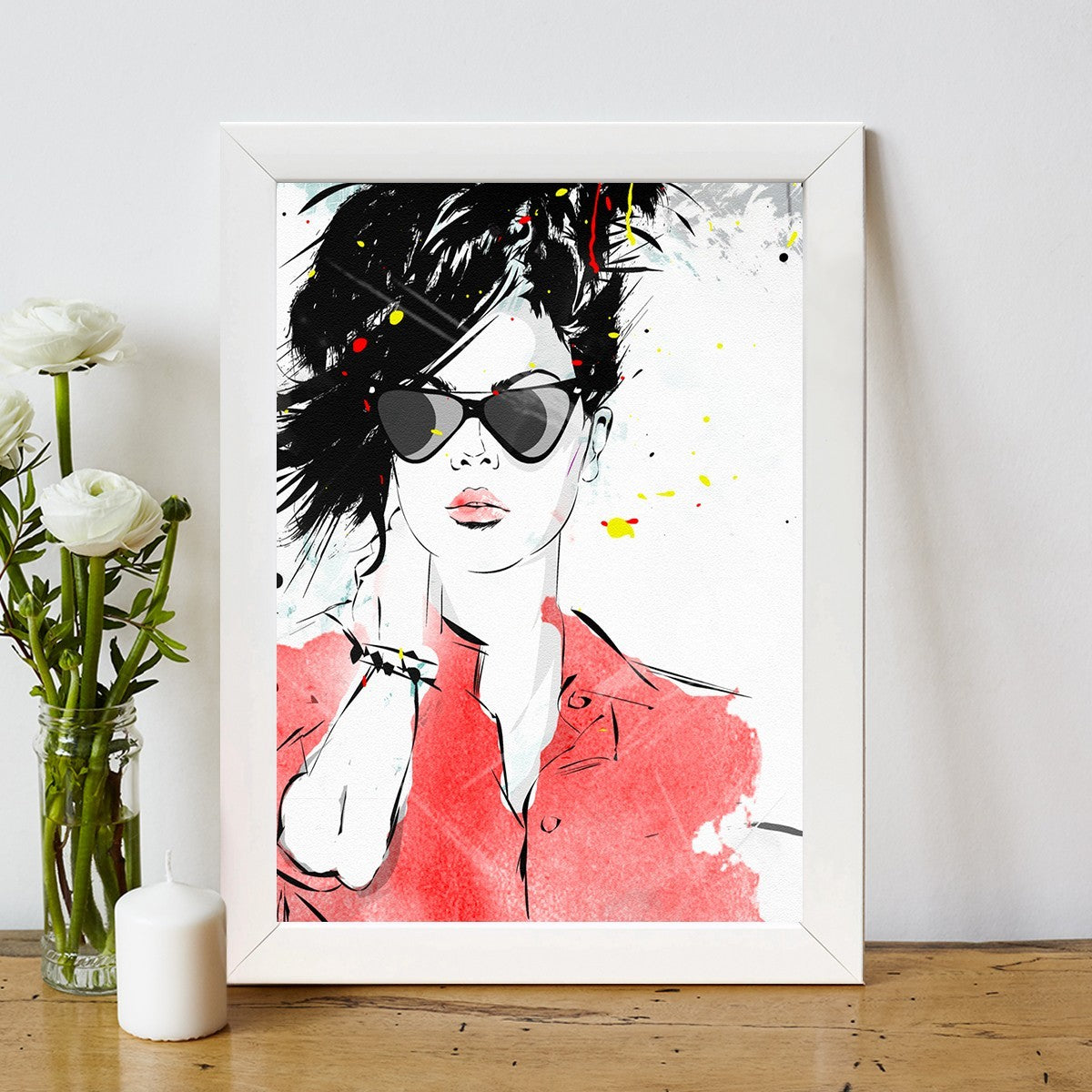 Quadro Decorativo MDF Emoldurado - Arte Multicolor 24x29cm com Moldura de Madeira 2cm