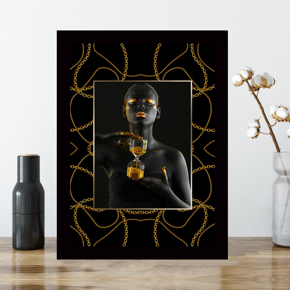 Quadro Decorativo MDF Emoldurado - Arte Multicolor 24x29cm com Moldura de Madeira 2cm