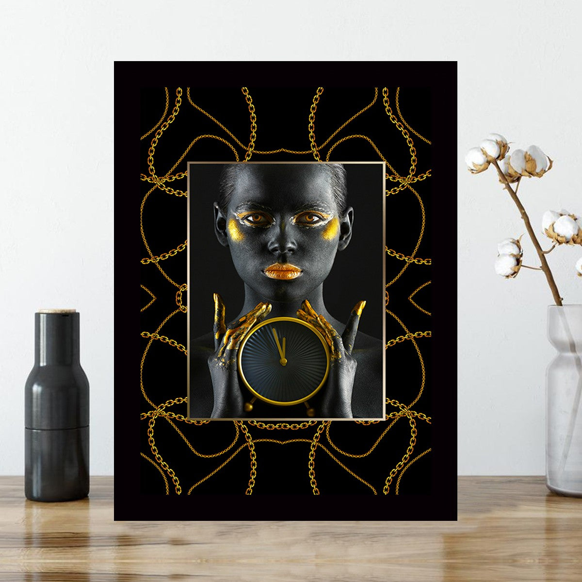 Quadro Decorativo MDF Emoldurado - Arte Multicolor 24x29cm com Moldura de Madeira 2cm