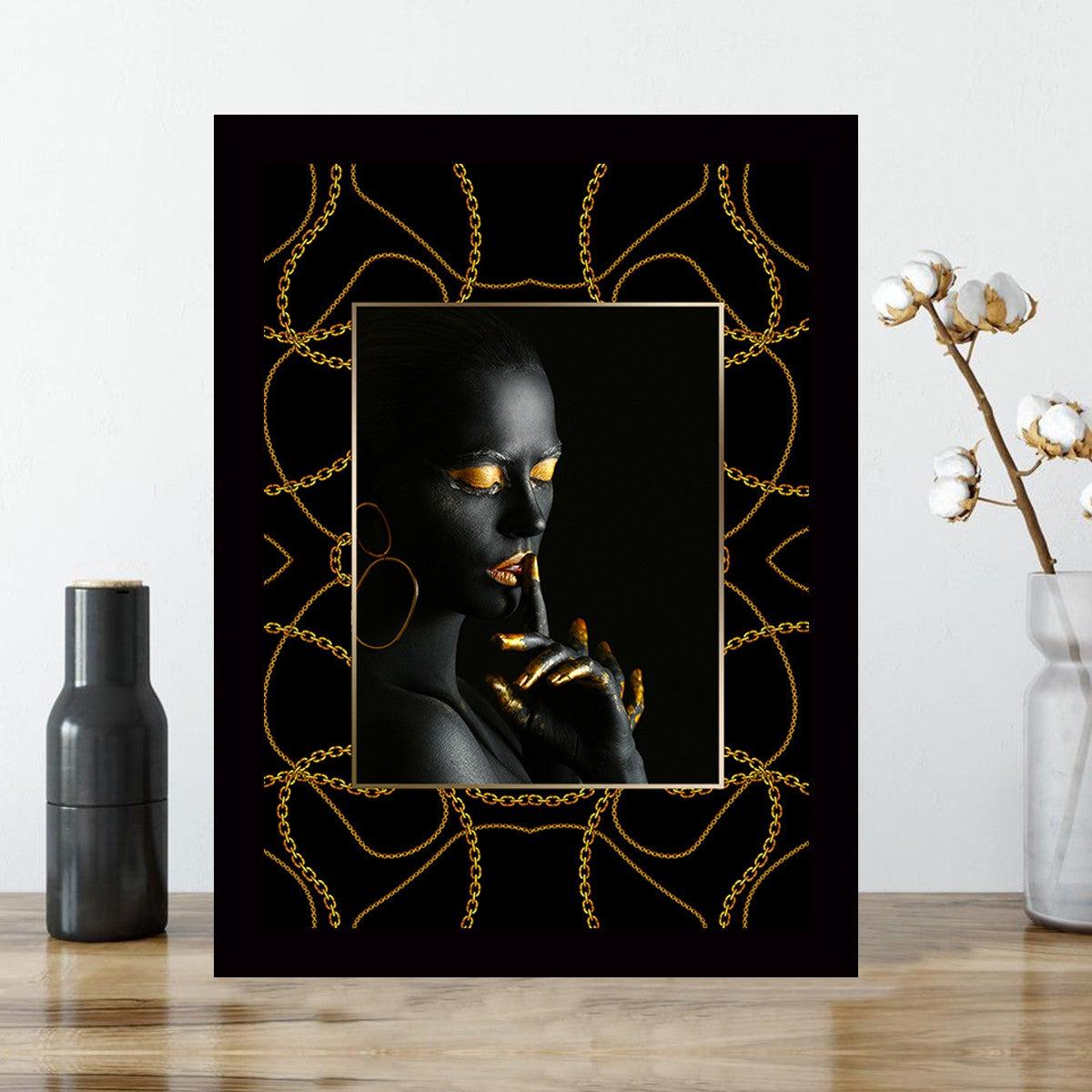 Quadro Decorativo MDF Emoldurado - Arte Multicolor 24x29cm com Moldura de Madeira 2cm