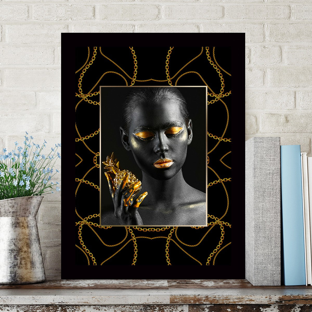 Quadro Decorativo MDF Emoldurado - Arte Multicolor 24x29cm com Moldura de Madeira 2cm