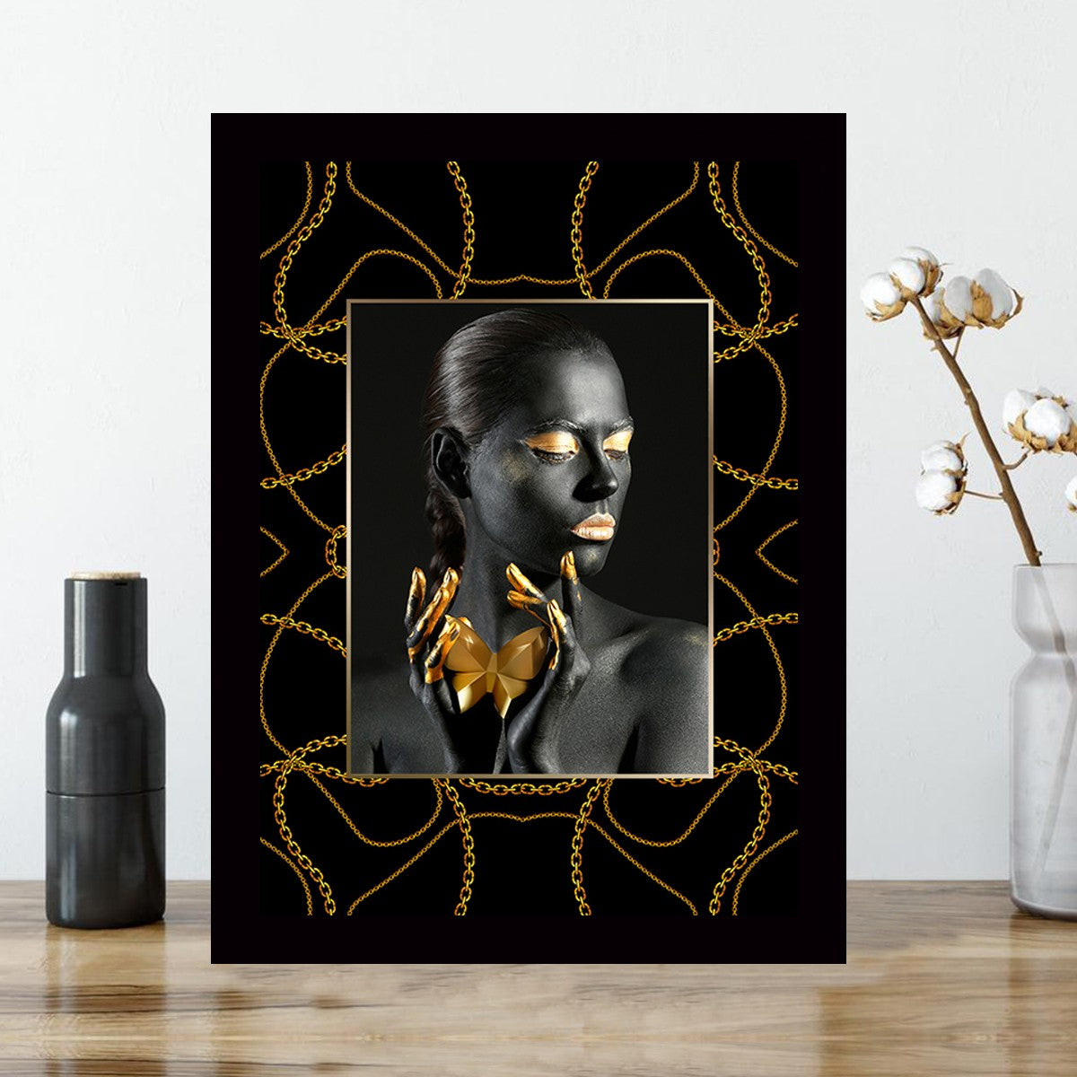 Quadro Decorativo MDF Emoldurado - Arte Multicolor 24x29cm com Moldura de Madeira 2cm