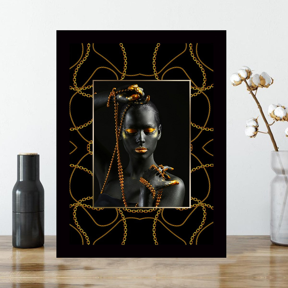 Quadro Decorativo MDF Emoldurado - Arte Multicolor 24x29cm com Moldura de Madeira 2cm