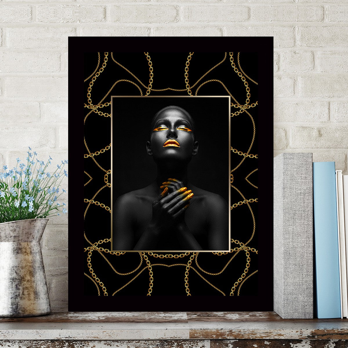 Quadro Decorativo MDF Emoldurado - Arte Multicolor 24x29cm com Moldura de Madeira 2cm