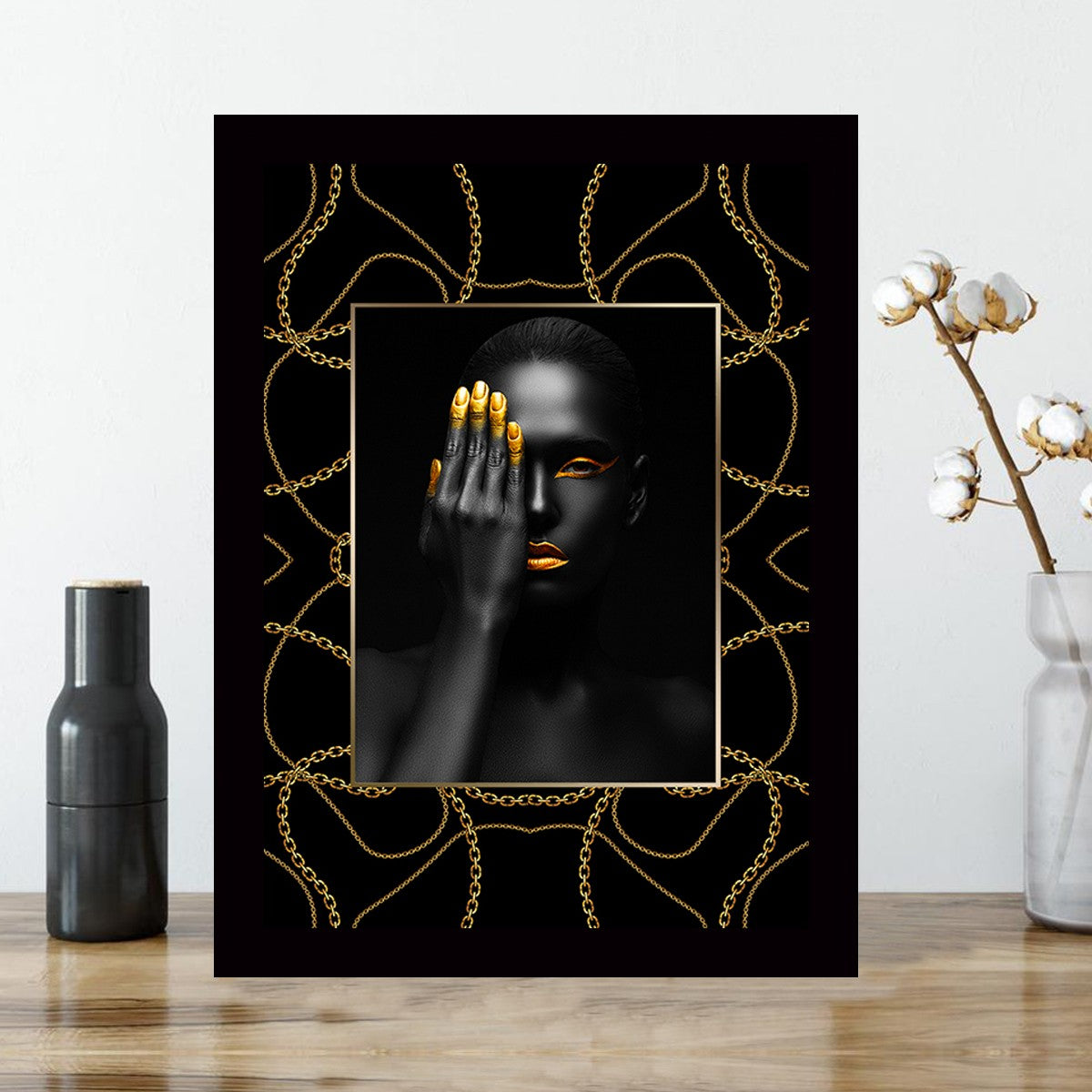 Quadro Decorativo MDF Emoldurado - Arte Multicolor 24x29cm com Moldura de Madeira 2cm