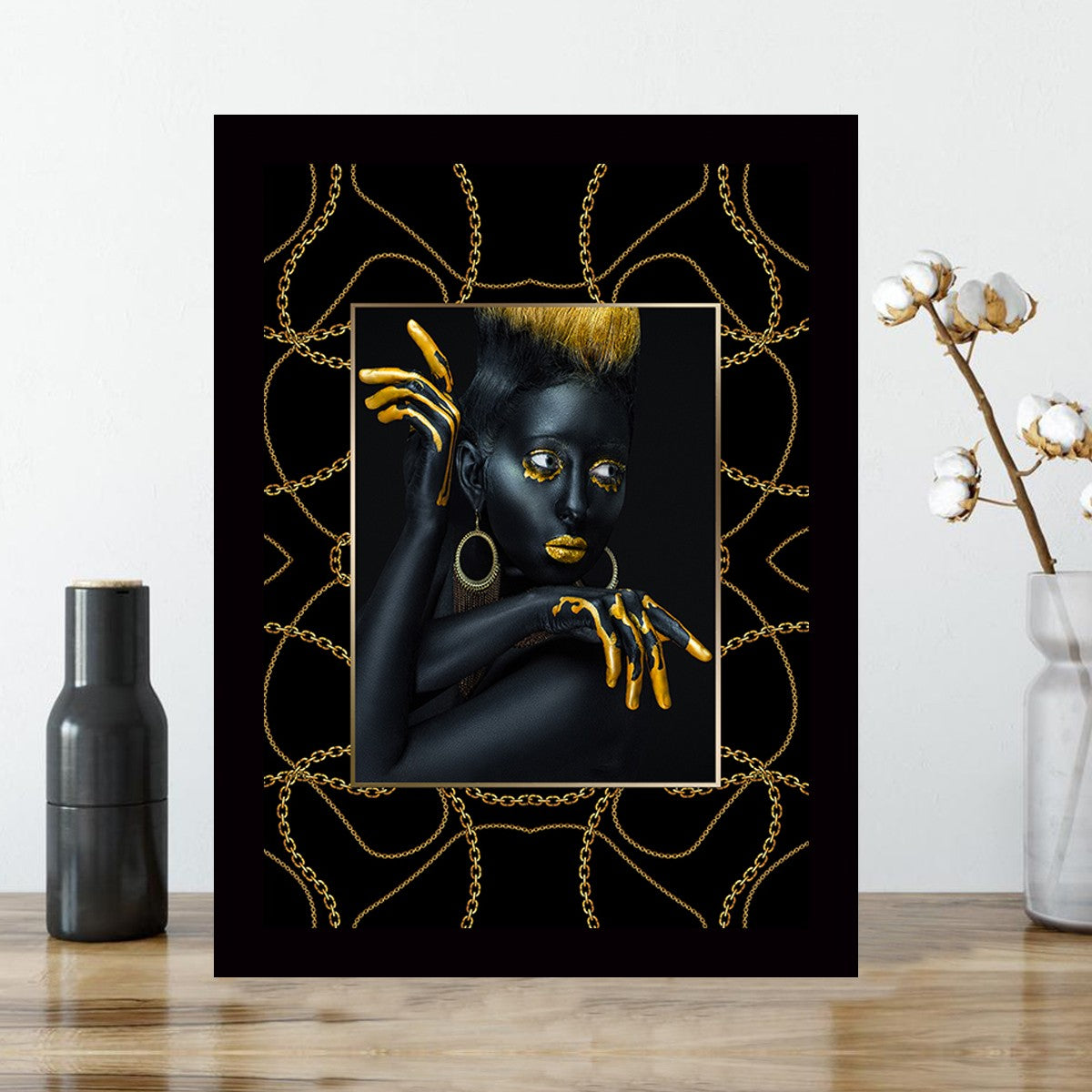 Quadro Decorativo MDF Emoldurado - Arte Multicolor 24x29cm com Moldura de Madeira 2cm