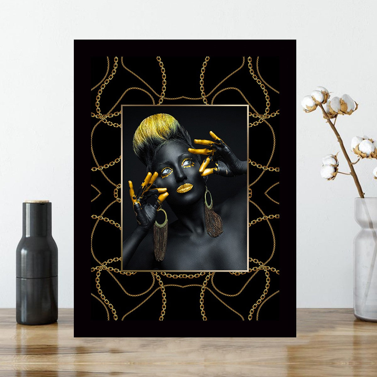 Quadro Decorativo MDF Emoldurado - Arte Multicolor 24x29cm com Moldura de Madeira 2cm