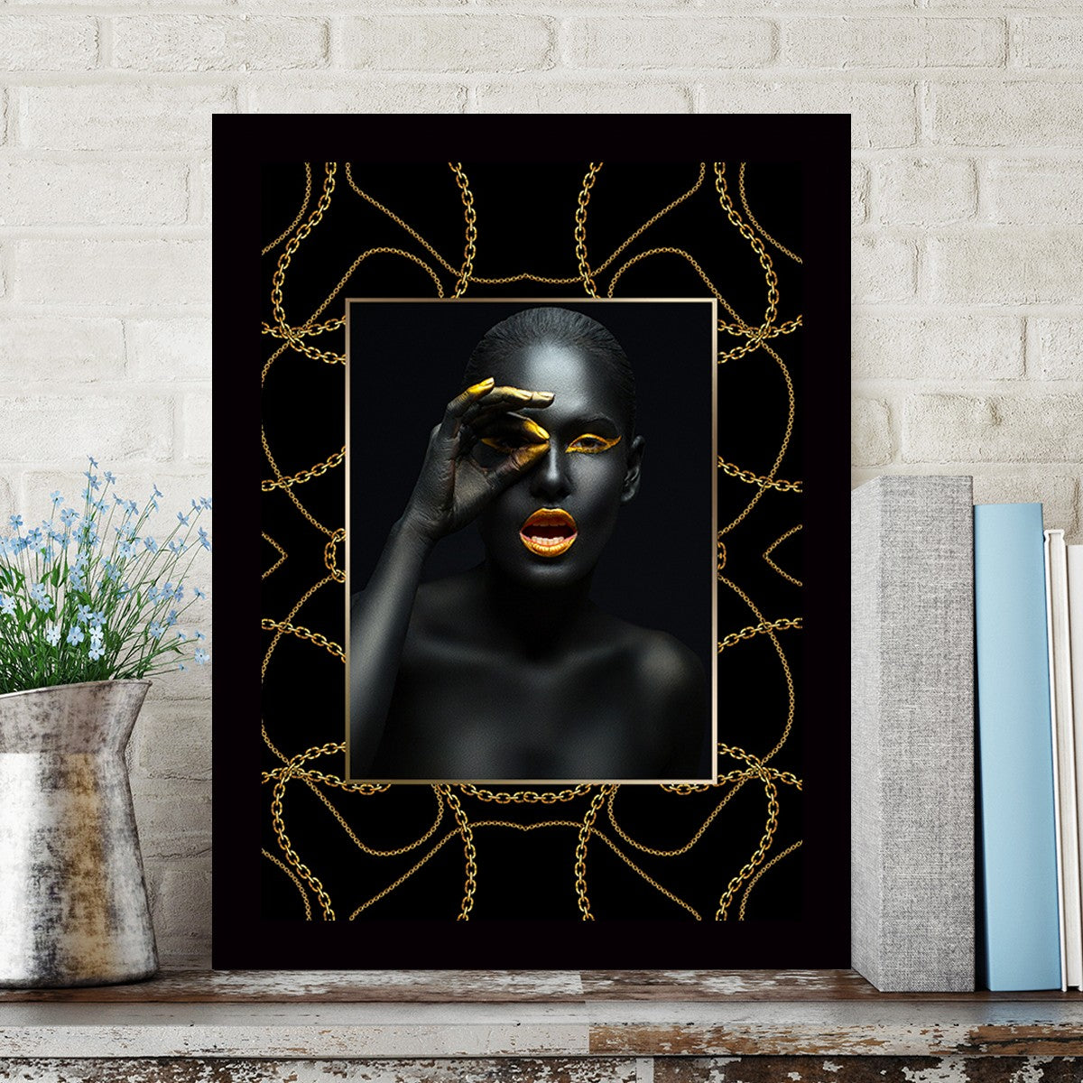 Quadro Decorativo MDF Emoldurado - Arte Multicolor 24x29cm com Moldura de Madeira 2cm